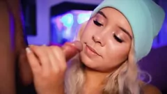 Play Cute Blonde Latina Teen Gives Footjob to Her Boyfriend