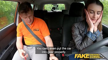 Play Fake Driving School Cute teen brunette pussy stretched